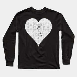 Terrier Heart Jigsaw Pieces Design - Gift for Terrier Black White Lovers Long Sleeve T-Shirt